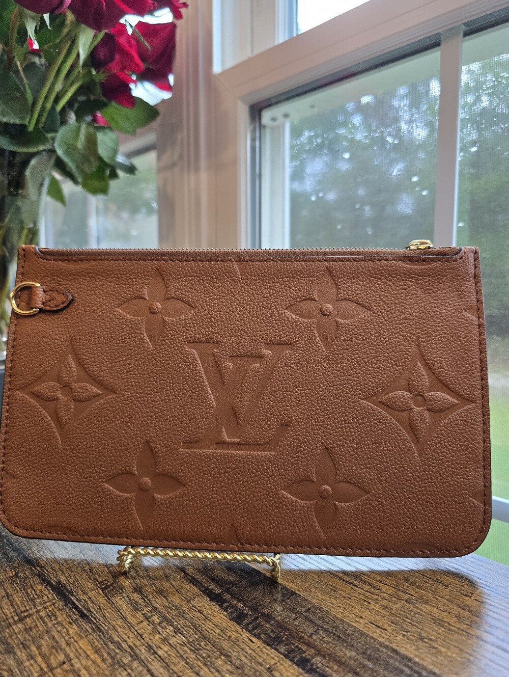 Louis Vuitton Neverfull Pochette Giant Monogram Empreinte Leather in Brown - Picture 7 of 8
